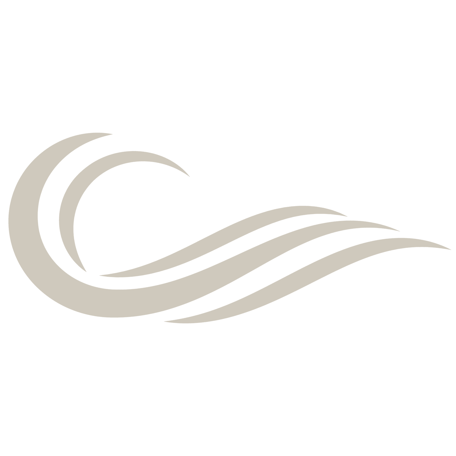 Stylized wave icon in soft taupe representing The Hilltop's flowing motion motif